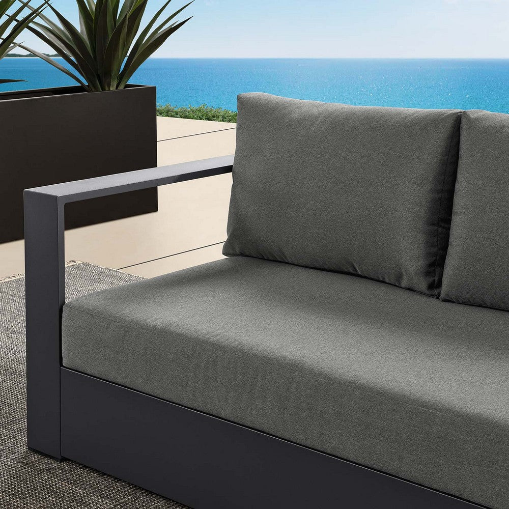 Modway Tahoe Aluminum Modular Outdoor Patio Gray Charcoal with Weather-Resistant Cushions Couch for Garden Backyard Poolside Left-Facing