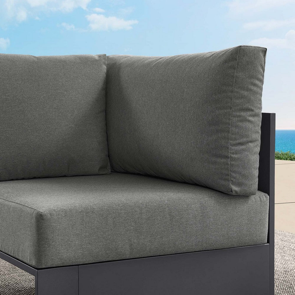 Modway Tahoe Aluminum Outdoor Sectional Corner Chair in Gray Charcoal with Weather-Resistant Cushions Deep Seat Modular for Patio Furniture