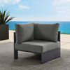 Modway Tahoe Aluminum Outdoor Sectional Corner Chair in Gray Charcoal with Weather-Resistant Cushions Deep Seat Modular for Patio Furniture