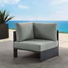 Modway Tahoe Aluminum Outdoor Sectional Corner Chair Gray with Weather-Resistant Cushions Deep Seat Modular for Patio Furniture Lounge Set