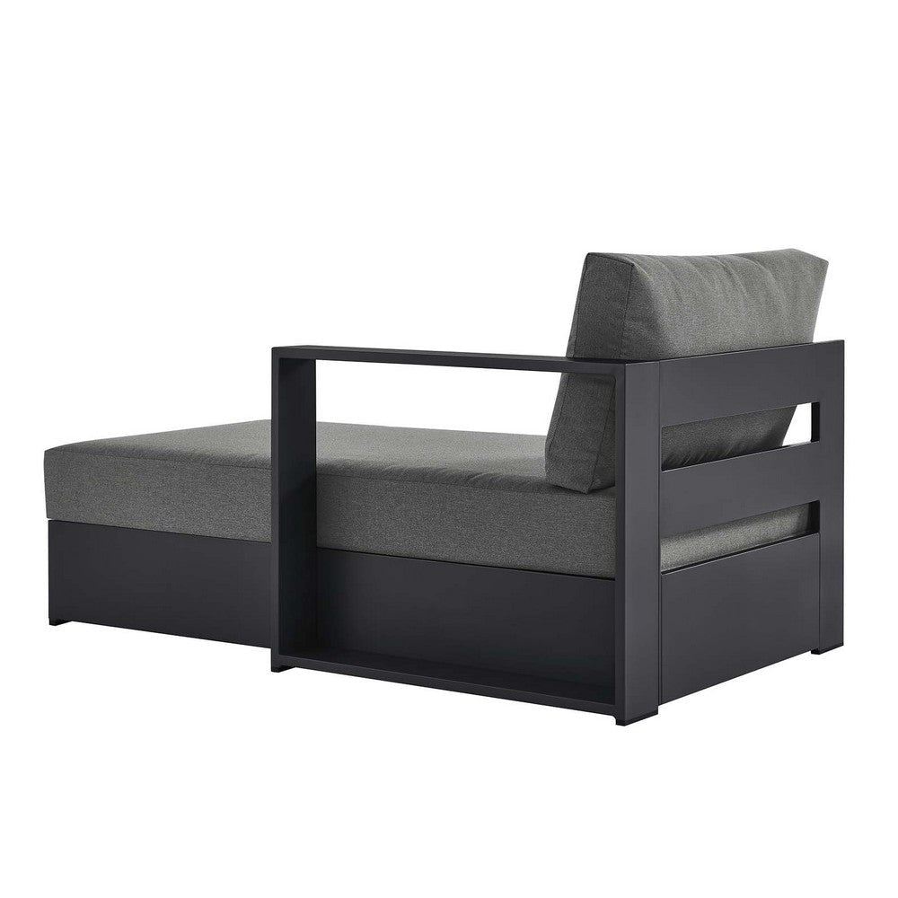 Modway Tahoe Powder-Coated Aluminum Outdoor Gray Charcoal with Weather-Resistant Cushions Modular Patio Lounger for Pool Furniture