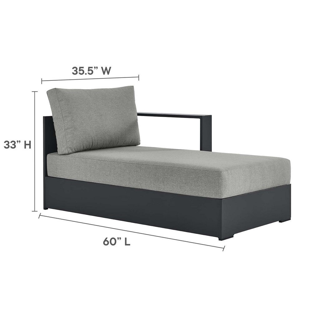 Modway Tahoe Powder-Coated Aluminum Outdoor Gray with Weather-Resistant Cushions Modular Patio Lounger for Pool Furniture or Sectional Sofa