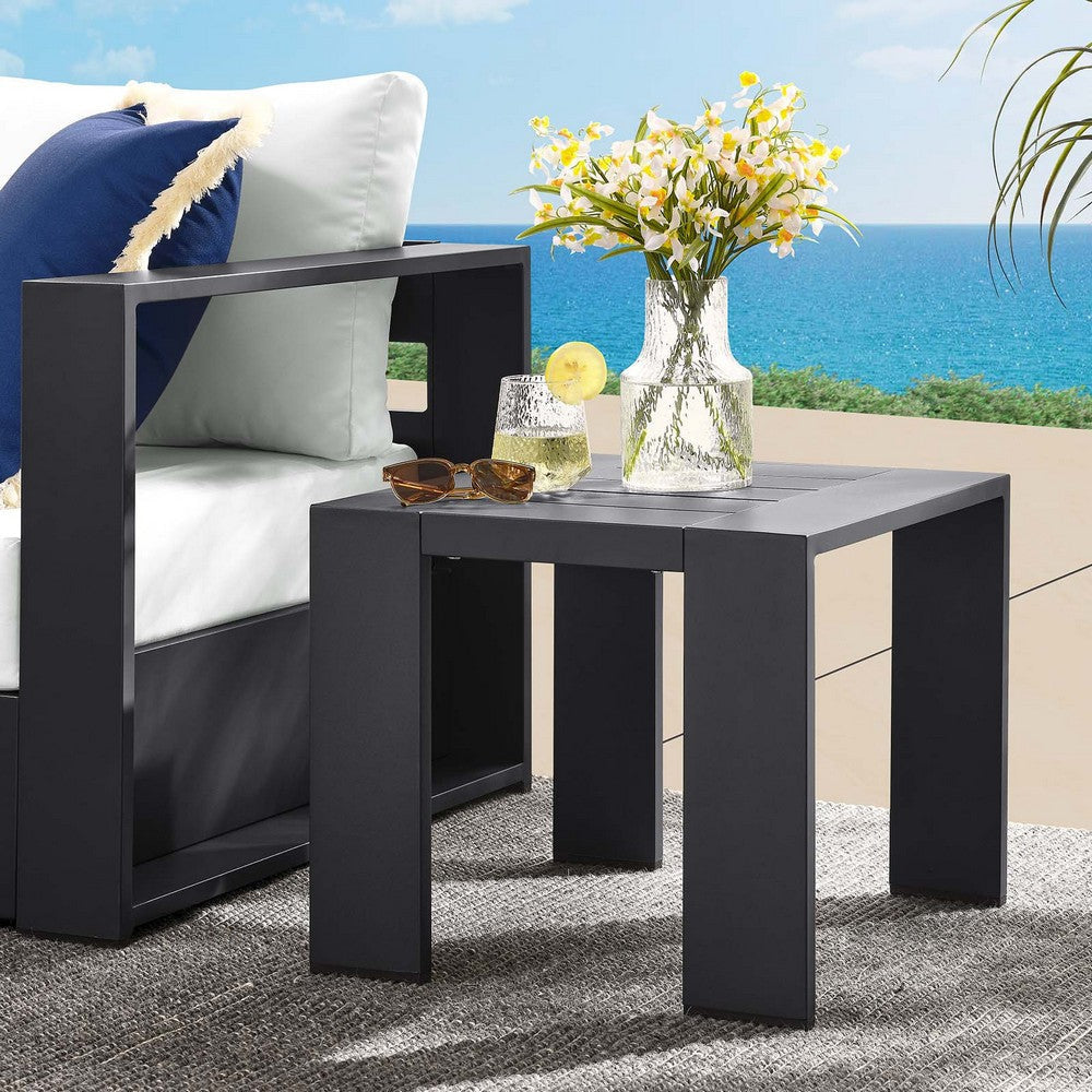 Modway Tahoe Outdoor Patio Powder-Coated Aluminum End Table Grey MDY-EEI-6635-GRY