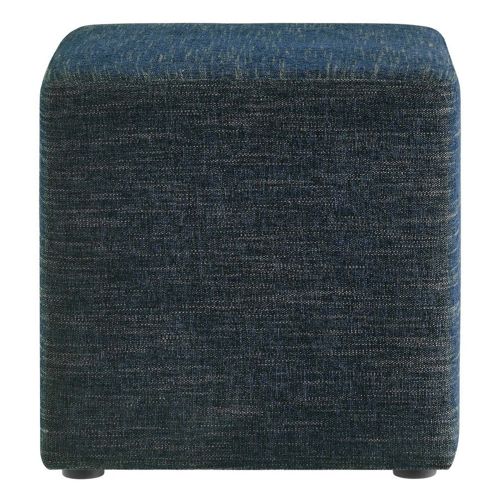 Modway Callum 17 Inch Square Ottoman in Heathered Weave Azure - Woven Heathered Fabric - Upholstered Ottoman for Living Room, Ottoman Side Table, Vanity Seat - Accent Table or Footrest Ottoman