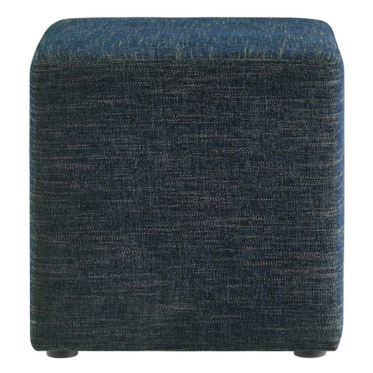 Modway Callum 17 Inch Square Ottoman in Heathered Weave Azure - Woven Heathered Fabric - Upholstered Ottoman for Living Room, Ottoman Side Table, Vanity Seat - Accent Table or Footrest Ottoman