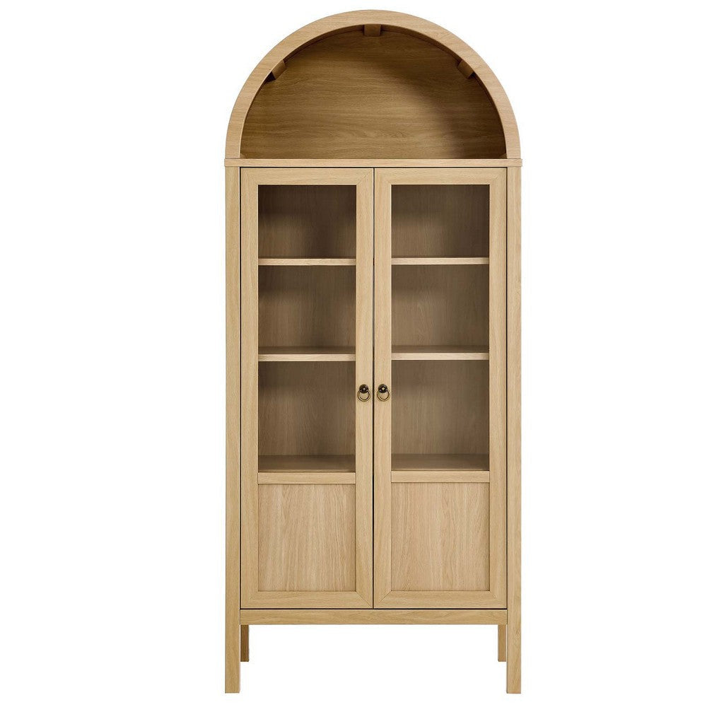 Modway Tessa Arched 71’’ Tall Storage Display Cabinet in Oak Wood Grain MDY-EEI-6638-OAK