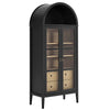 Modway Nolan Modern Farmhouse 71" Tall Arched Storage Display Cabinet in Black Oak Wood Grain