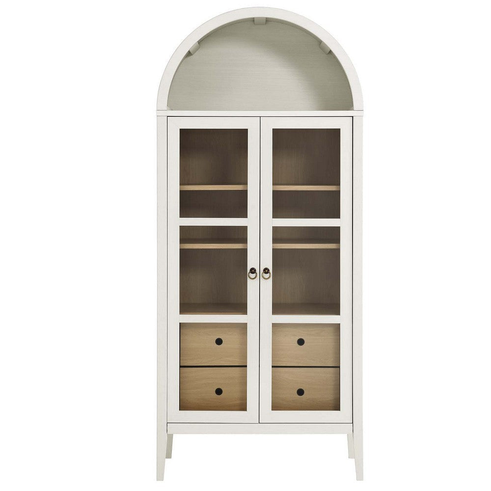 Modway Nolan Modern Farmhouse 71’’ Tall Arched Storage Display Cabinet in White Oak Wood Grain MDY-EEI-6639-WHI-OAK