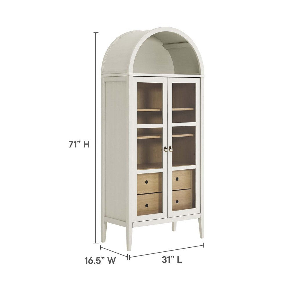 Modway Nolan Modern Farmhouse 71’’ Tall Arched Storage Display Cabinet in White Oak Wood Grain MDY-EEI-6639-WHI-OAK