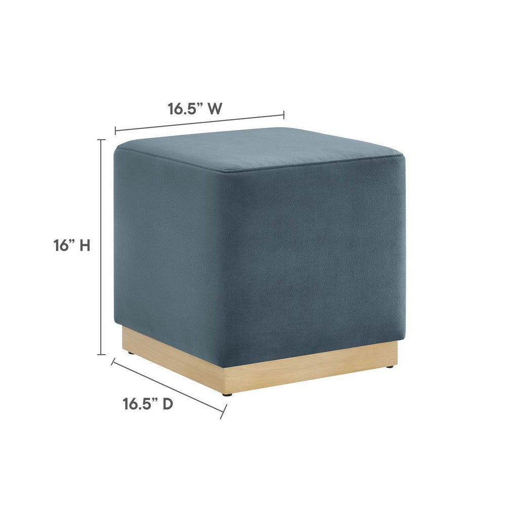 Tilden 17’ Square Performance Velvet Upholstered Ottoman - No Shipping Charges MDY-EEI-6640-ALA-NAT