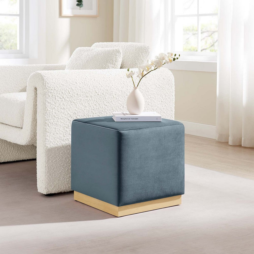 Tilden 17’ Square Performance Velvet Upholstered Ottoman - No Shipping Charges MDY-EEI-6640-CAB-NAT