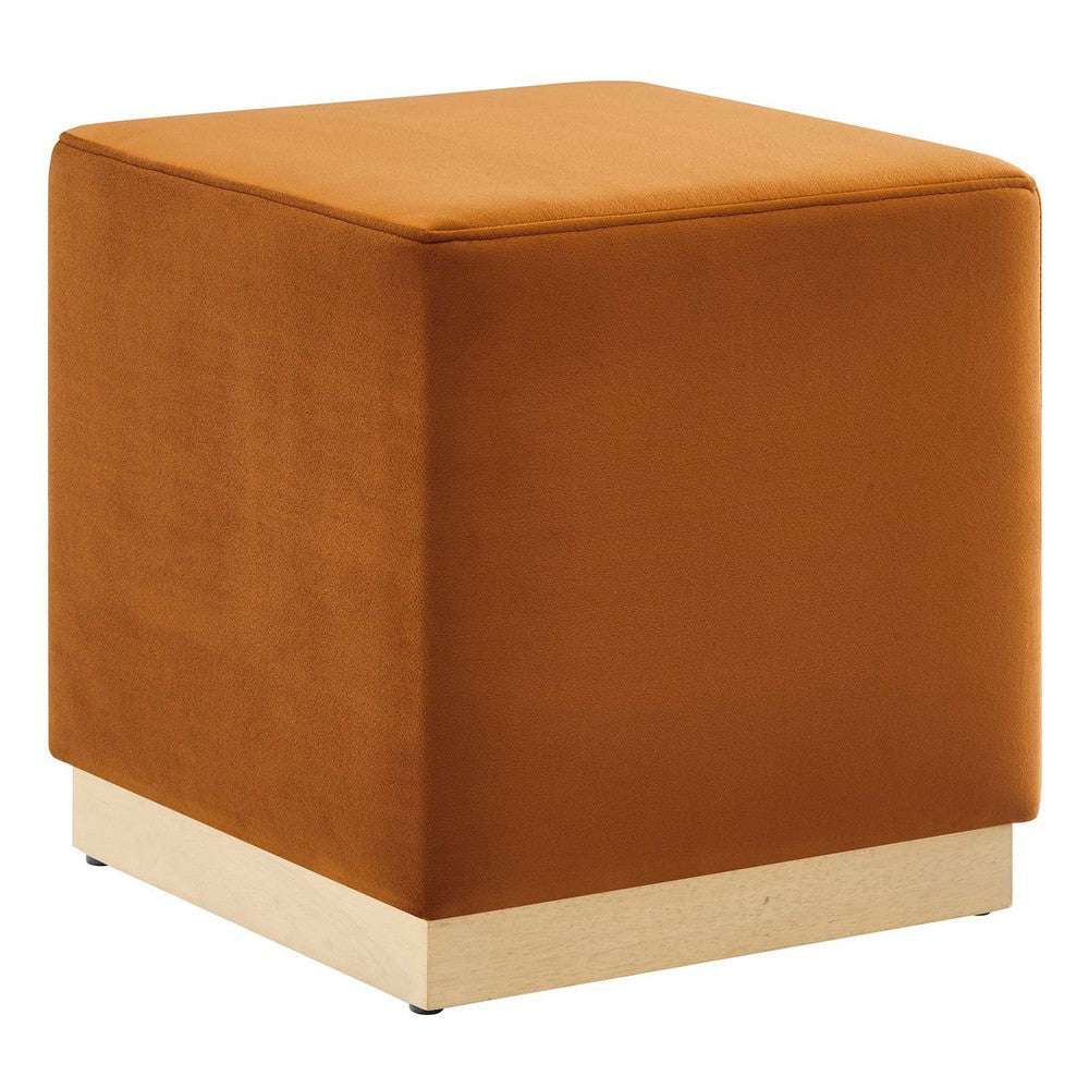 Tilden 17’ Square Performance Velvet Upholstered Ottoman - No Shipping Charges MDY-EEI-6640-ALA-NAT