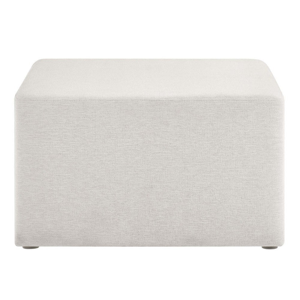 Modway Callum 28 Inch Square Ottoman in Ivory Fabric - Heathered Woven Fabric - Versatile Upholstered Coffee Table and Footrest - Couch