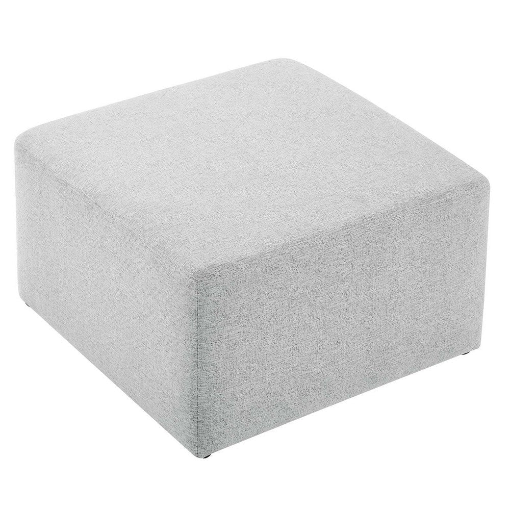 Modway Callum 28 Inch Square Ottoman in Heathered Weave Light Gray - Heathered Woven Fabric - Versatile Coffee Table and Footrest - Couch