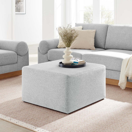 Modway Callum 28 Inch Square Ottoman in Heathered Weave Azure - Heathered Woven Fabric - Versatile Upholstered Coffee Table and Footrest - Couch Ottoman - Living Room Accent Table - Large Footstool