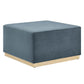 Tilden Large 28’ Square Performance Velvet Upholstered Ottoman - No Shipping Charges MDY-EEI-6643-ALA-NAT