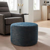 Modway Callum 23 Inch Round Ottoman in Heathered Weave Azure, Woven Heathered Fabric - Ottoman Side Table, Small Ottoman Coffee Table - Accent Table or Footrest Ottoman