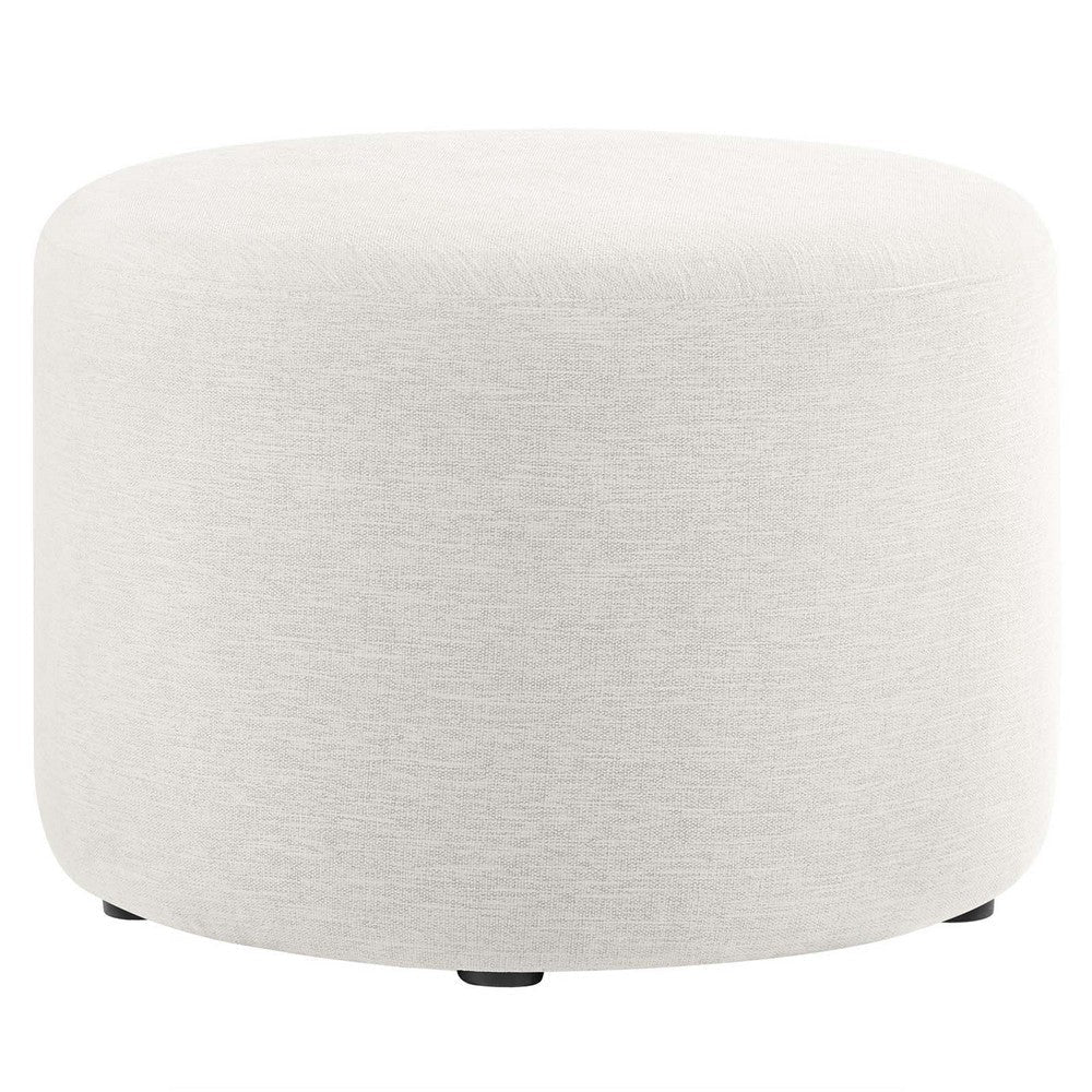 Modway Callum 23 Inch Round Ottoman in Ivory Fabric, Woven Heathered Fabric - Upholstered Ottoman for Living Room - Ottoman Side Table, Small Ottoman Coffee Table - Accent Table or Footrest Ottoman