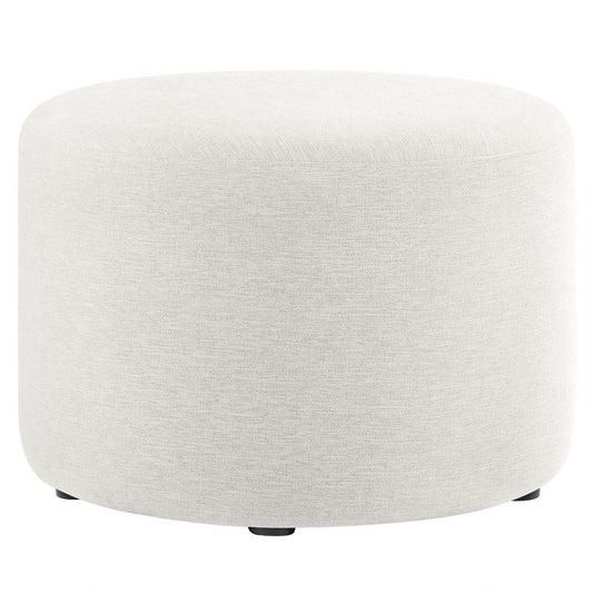 Modway Callum 23 Inch Round Ottoman in Ivory Fabric, Woven Heathered Fabric - Upholstered Ottoman for Living Room - Ottoman Side Table, Small Ottoman Coffee Table - Accent Table or Footrest Ottoman