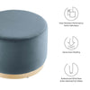 Tilden Large 23’ Round Performance Velvet Upholstered Ottoman - No Shipping Charges MDY-EEI-6646-ALA-NAT