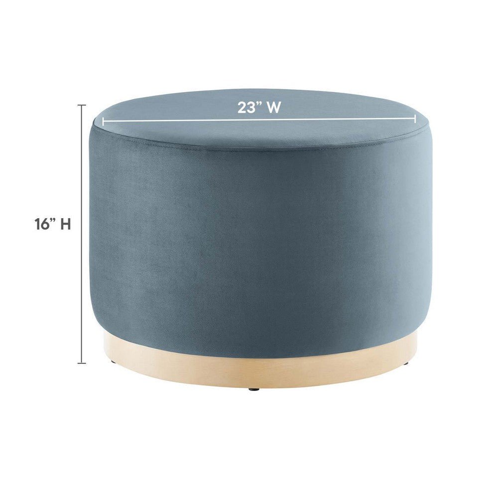 Tilden Large 23’ Round Performance Velvet Upholstered Ottoman - No Shipping Charges MDY-EEI-6646-ALA-NAT