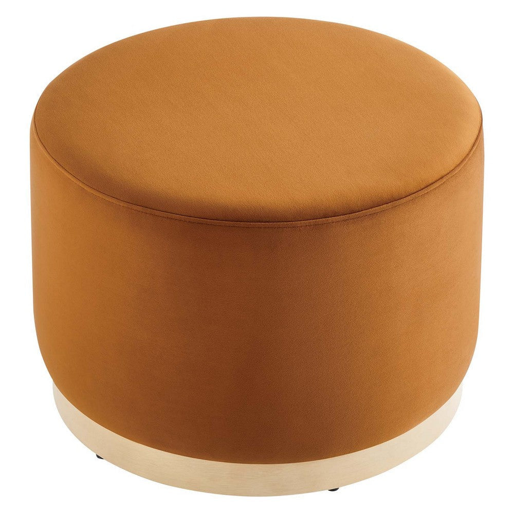 Tilden Large 23’ Round Performance Velvet Upholstered Ottoman - No Shipping Charges MDY-EEI-6646-ALA-NAT