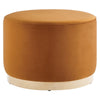 Tilden Large 23’ Round Performance Velvet Upholstered Ottoman - No Shipping Charges MDY-EEI-6646-ALA-NAT