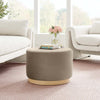 Tilden Large 23’ Round Performance Velvet Upholstered Ottoman - No Shipping Charges MDY-EEI-6646-TAU-NAT