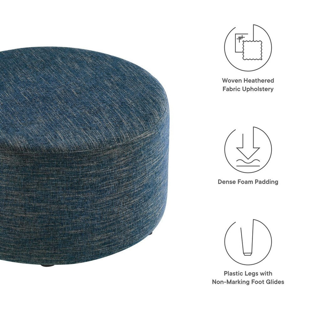 Callum Large 29’ Round Woven Heathered Fabric Upholstered Ottoman - No Shipping Charges MDY-EEI-6647-HEA