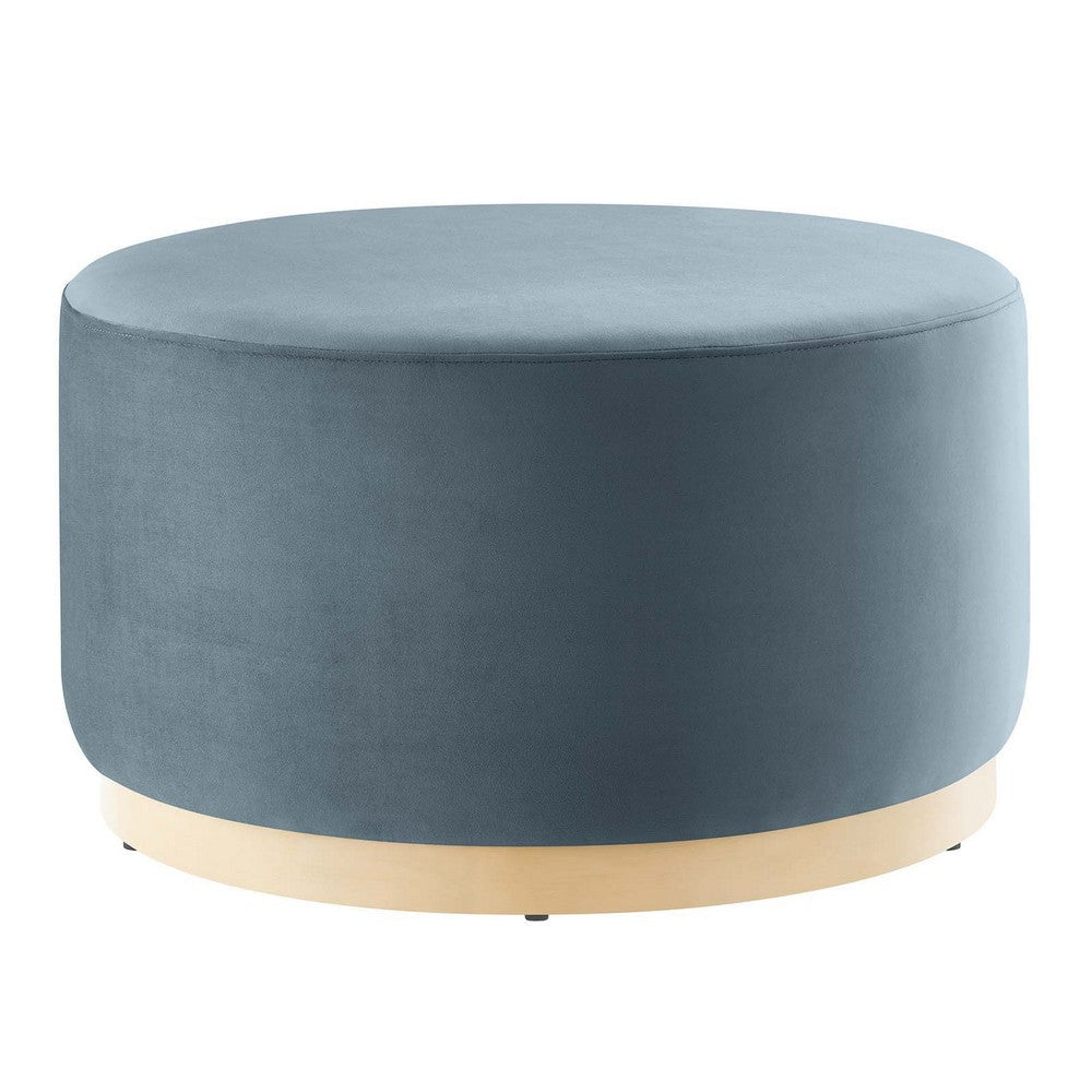 Tilden Large 29’ Round Performance Velvet Upholstered Ottoman - No Shipping Charges MDY-EEI-6648-CAB-NAT