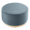 Modway Tilden 29 Inch Round Performance Velvet Upholstered Ottoman in Cadet Blue Natural - Round Ottoman Coffee Table for Living Room