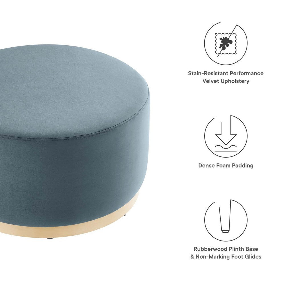 Tilden Large 29’ Round Performance Velvet Upholstered Ottoman - No Shipping Charges MDY-EEI-6648-ALA-NAT