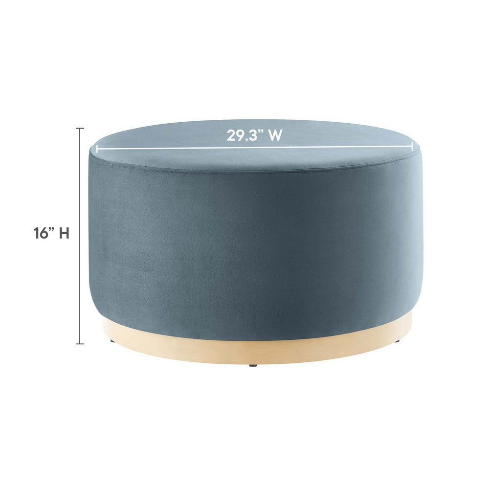 Tilden Large 29’ Round Performance Velvet Upholstered Ottoman - No Shipping Charges MDY-EEI-6648-ALA-NAT