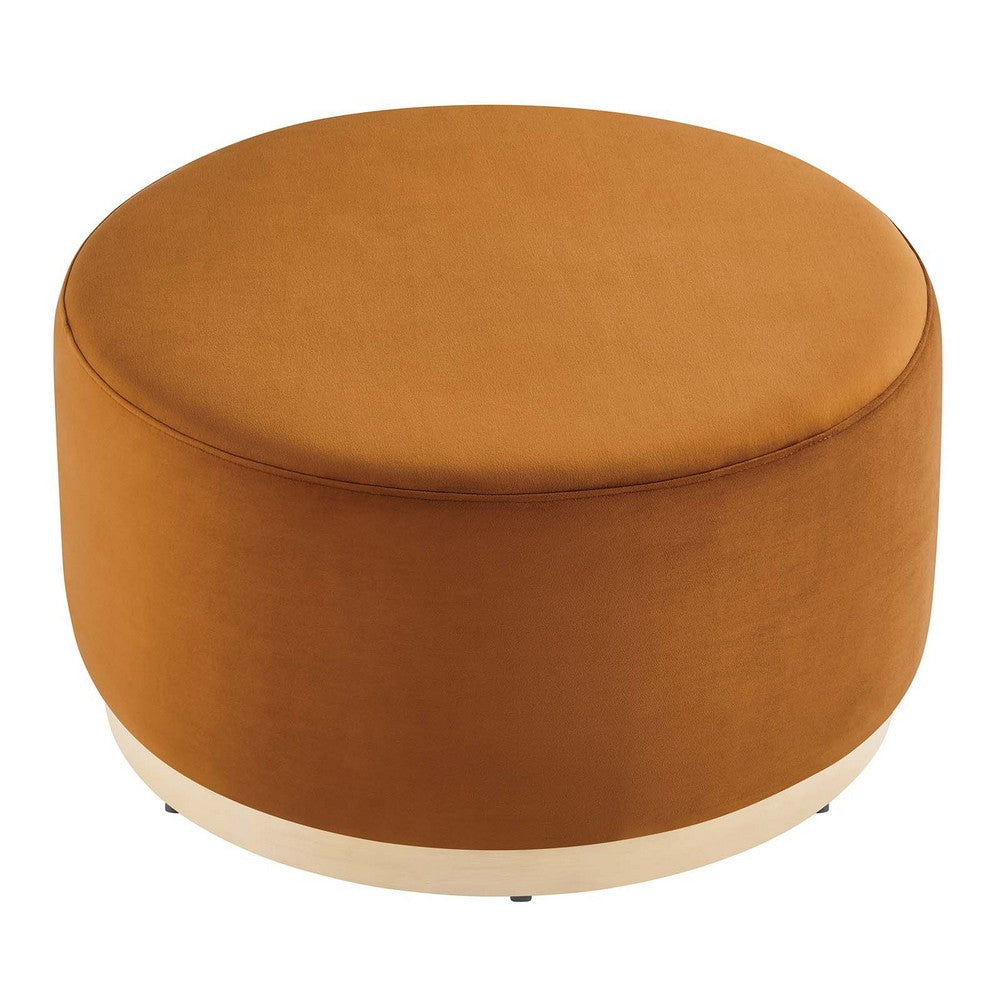 Tilden Large 29’ Round Performance Velvet Upholstered Ottoman - No Shipping Charges MDY-EEI-6648-RUS-NAT