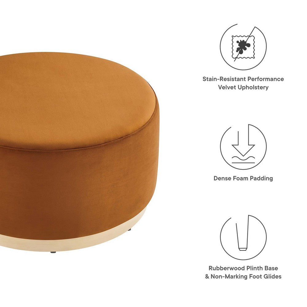 Tilden Large 29’ Round Performance Velvet Upholstered Ottoman - No Shipping Charges MDY-EEI-6648-ALA-NAT