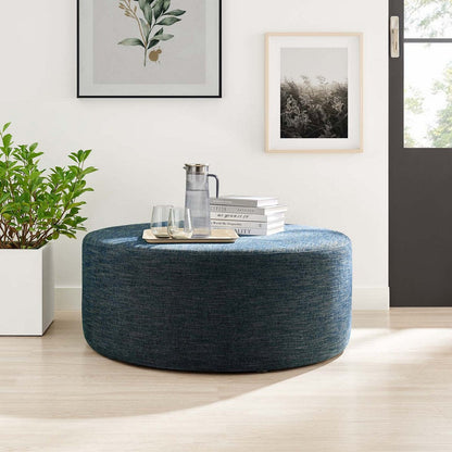 Callum Large 38’ Round Woven Heathered Fabric Upholstered Ottoman - No Shipping Charges MDY-EEI-6649-HEA