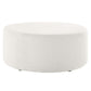 Modway Callum 38 Inch Round Ottoman in Ivory Fabric - Heathered Woven Fabric - Versatile Upholstered Coffee Table and Footrest - Couch Ottoman - Living Room Accent Table