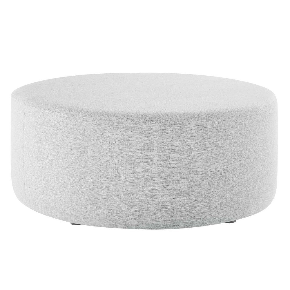 Modway Callum 38 Inch Round Ottoman in Heathered Weave Light Gray - Heathered Woven Fabric - Versatile Upholstered Coffee Table and Footrest - Couch Ottoman - Living Room Accent Table