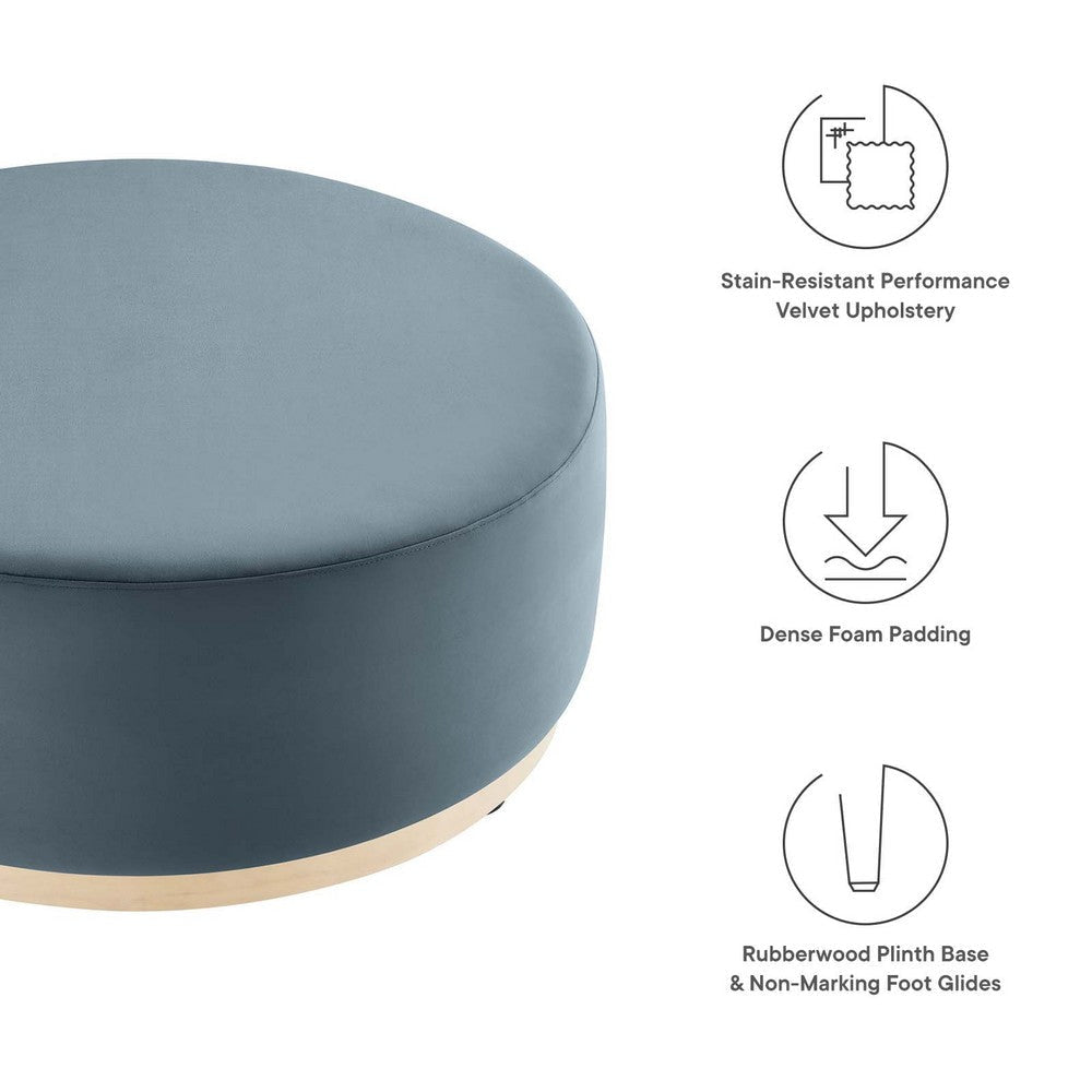 Tilden Large 38’ Round Performance Velvet Upholstered Ottoman - No Shipping Charges MDY-EEI-6650-ALA-NAT