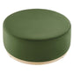 Modway Tilden 38 Inch Round Performance Velvet Upholstered Ottoman in Moss Green Natural - Round Ottoman Coffee Table for Living Room Large