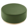 Modway Tilden 38 Inch Round Performance Velvet Upholstered Ottoman in Moss Green Natural - Round Ottoman Coffee Table for Living Room Large