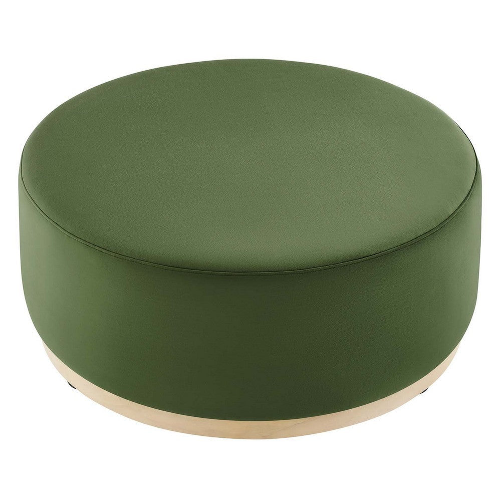 Tilden Large 38’ Round Performance Velvet Upholstered Ottoman - No Shipping Charges MDY-EEI-6650-ALA-NAT