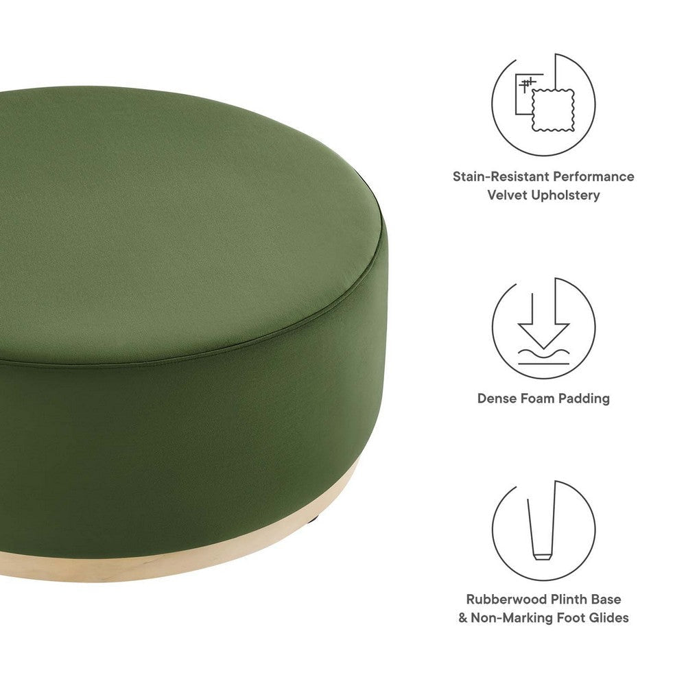 Tilden Large 38’ Round Performance Velvet Upholstered Ottoman - No Shipping Charges MDY-EEI-6650-ALA-NAT