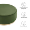 Tilden Large 38’ Round Performance Velvet Upholstered Ottoman - No Shipping Charges MDY-EEI-6650-ALA-NAT