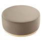 Modway Tilden 38 Inch Round Performance Velvet Upholstered Ottoman in Taupe Natural - Round Ottoman Coffee Table for Living Room Large