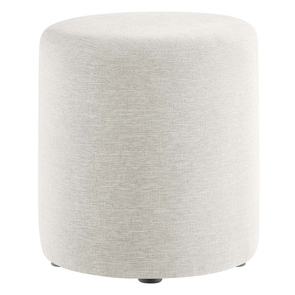 Modway Callum 16 Inch Round Ottoman in Ivory Fabric - Woven Heathered Fabric - Upholstered Ottoman for Living Room - Ottoman Side Table, Vanity Seat, Accent Table or Footrest Ottoman