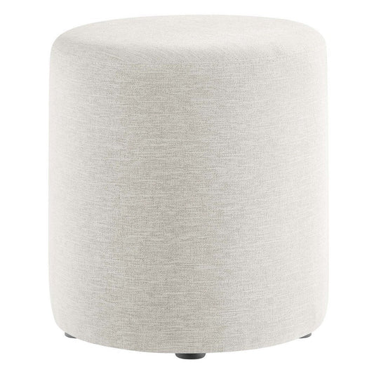 Modway Callum 16 Inch Round Ottoman in Ivory Fabric - Woven Heathered Fabric - Upholstered Ottoman for Living Room - Ottoman Side Table, Vanity Seat, Accent Table or Footrest Ottoman