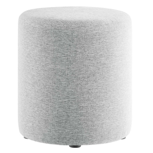 Modway Callum 16 Inch Round Ottoman in Heathered Weave Light Gray - Woven Heathered Fabric - Upholstered Ottoman for Living Room - Ottoman Side Table, Vanity Seat, Accent Table or Footrest Ottoman