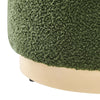 Modway Tilden 16 Inch Round Soft Sherpa Fabric Upholstered Ottoman in Moss Green Natural - Small Ottoman Foot Rest with Rubberwood Plinth