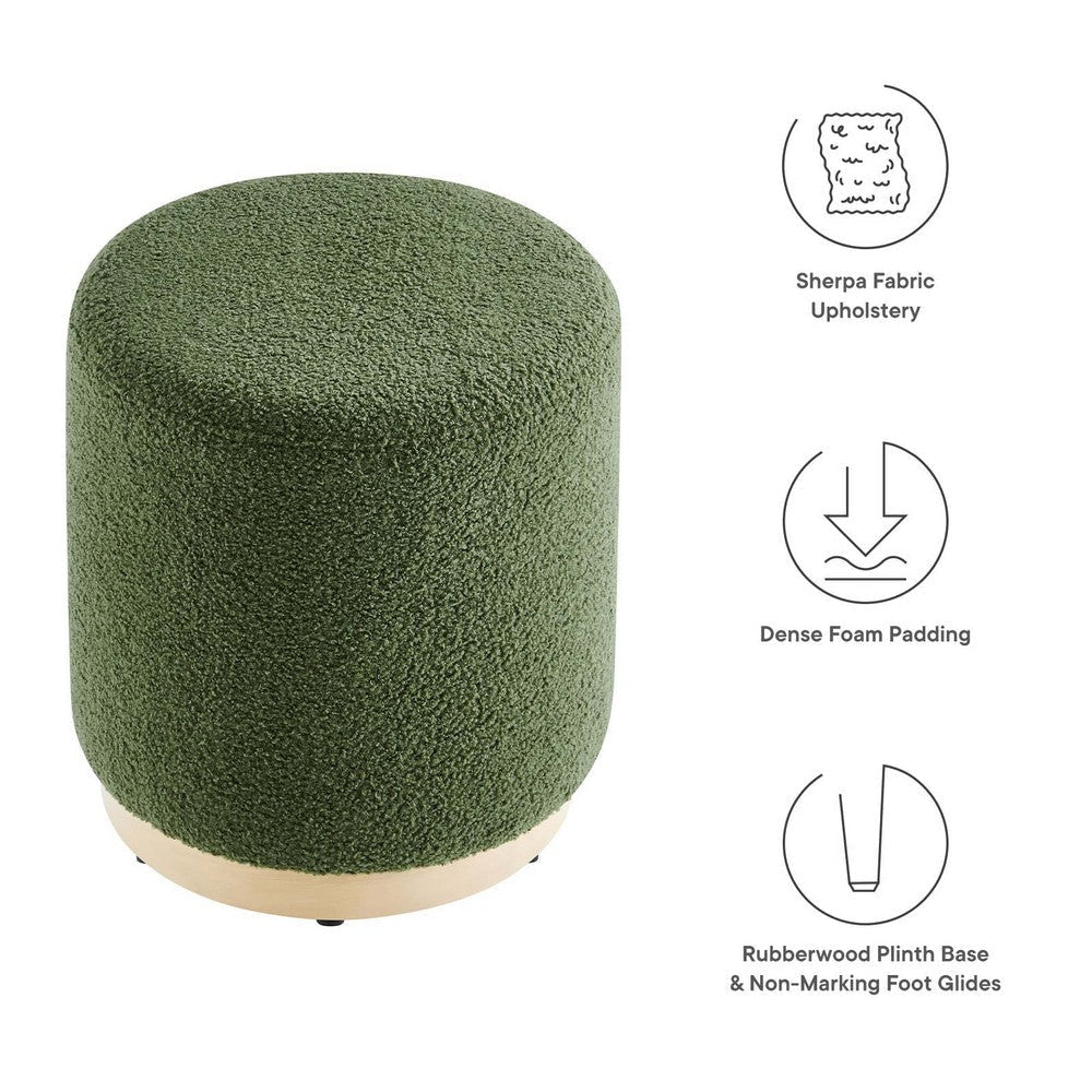 Tilden 16’ Round Sherpa Upholstered Ottoman - No Shipping Charges MDY-EEI-6653-BLO-NAT